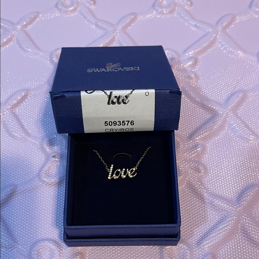 Swarovski Rose Gold Necklace with Silver 'Love' Pendant